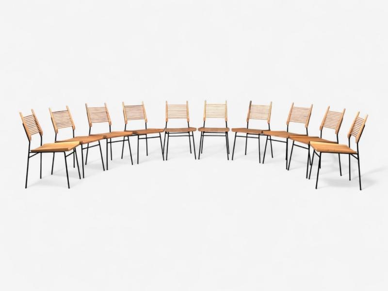 Paul McCobb, Maple, Lacquered Iron, Shovel Dining Chairs, USA, 1950s - 2