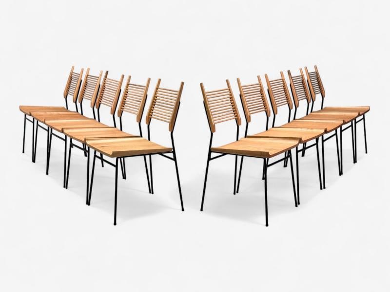 Paul McCobb, Maple, Lacquered Iron, Shovel Dining Chairs, USA, 1950s - 4