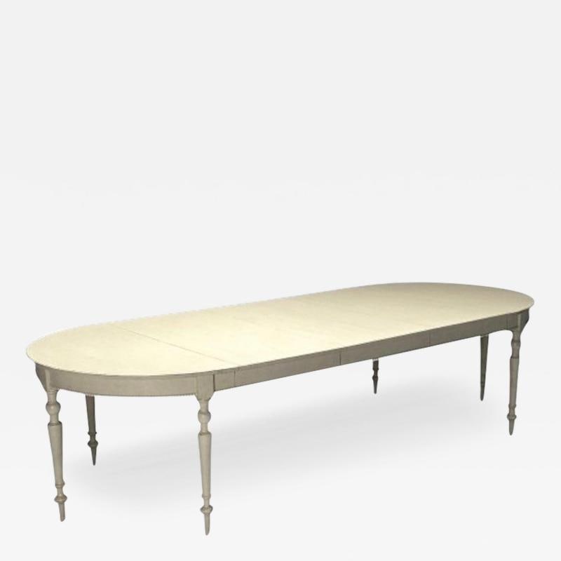 Gustavian, Swedish Dining Table, Gray Paint Distressed, Sweden, 1970s (1 of 12)