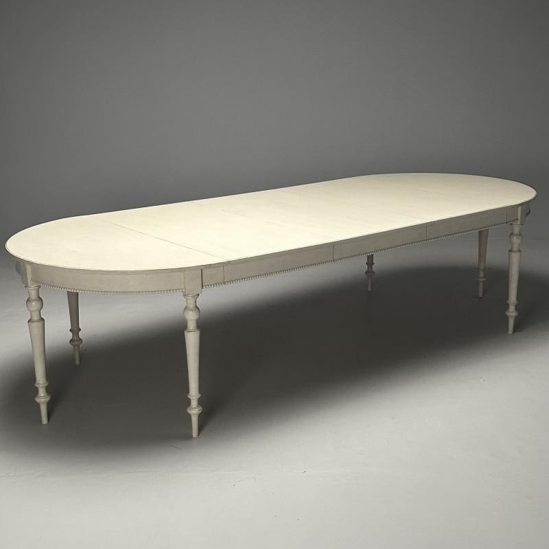 Gustavian, Swedish Dining Table, Gray Paint Distressed, Sweden, 1970s - 5