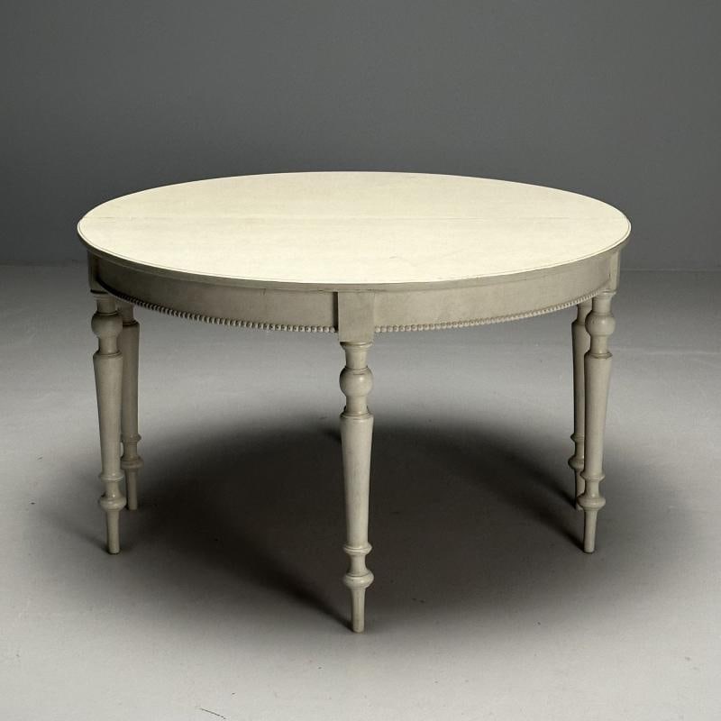 Gustavian, Swedish Dining Table, Gray Paint Distressed, Sweden, 1970s - 6