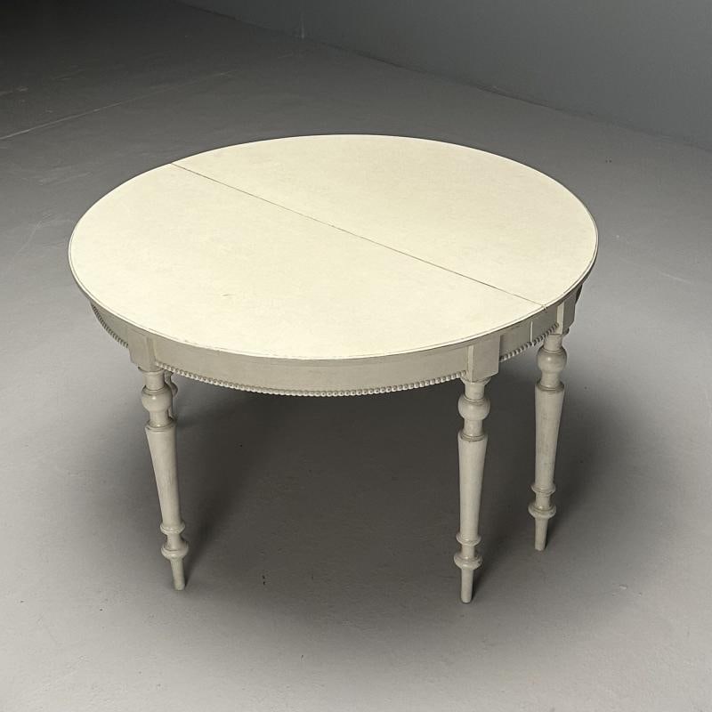 Gustavian, Swedish Dining Table, Gray Paint Distressed, Sweden, 1970s - 7
