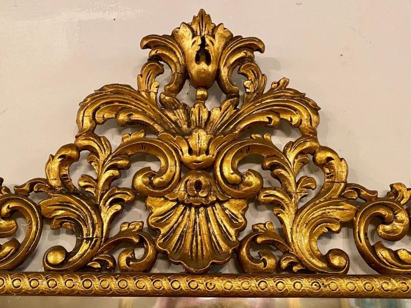 19th Century Carved Giltwood Beveled Wall Mirror Finely Carved Rococo Style - 3