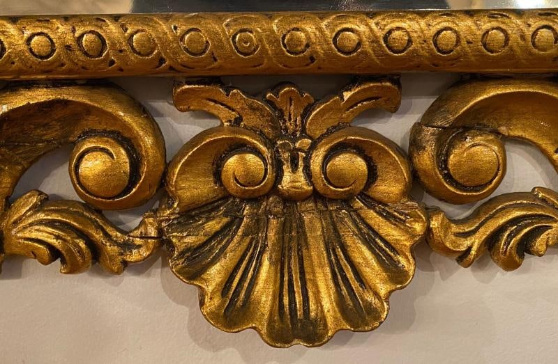19th Century Carved Giltwood Beveled Wall Mirror Finely Carved Rococo Style - 4