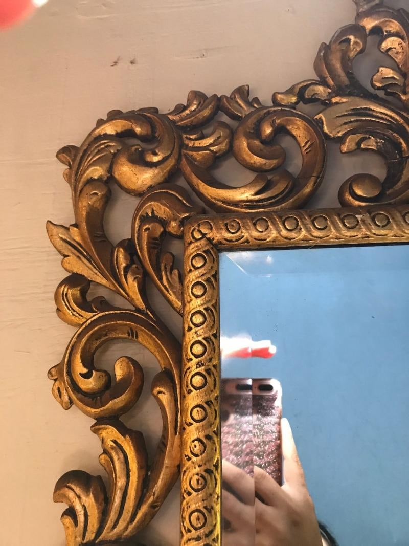 19th Century Carved Giltwood Beveled Wall Mirror Finely Carved Rococo Style - 5