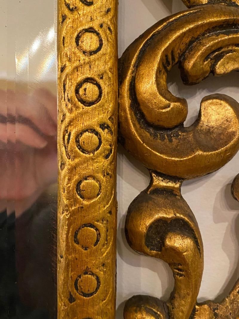 19th Century Carved Giltwood Beveled Wall Mirror Finely Carved Rococo Style - 8