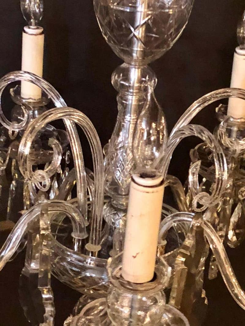 Fine Cut Crystal Georgian Chandelier with Large Pendants - 5