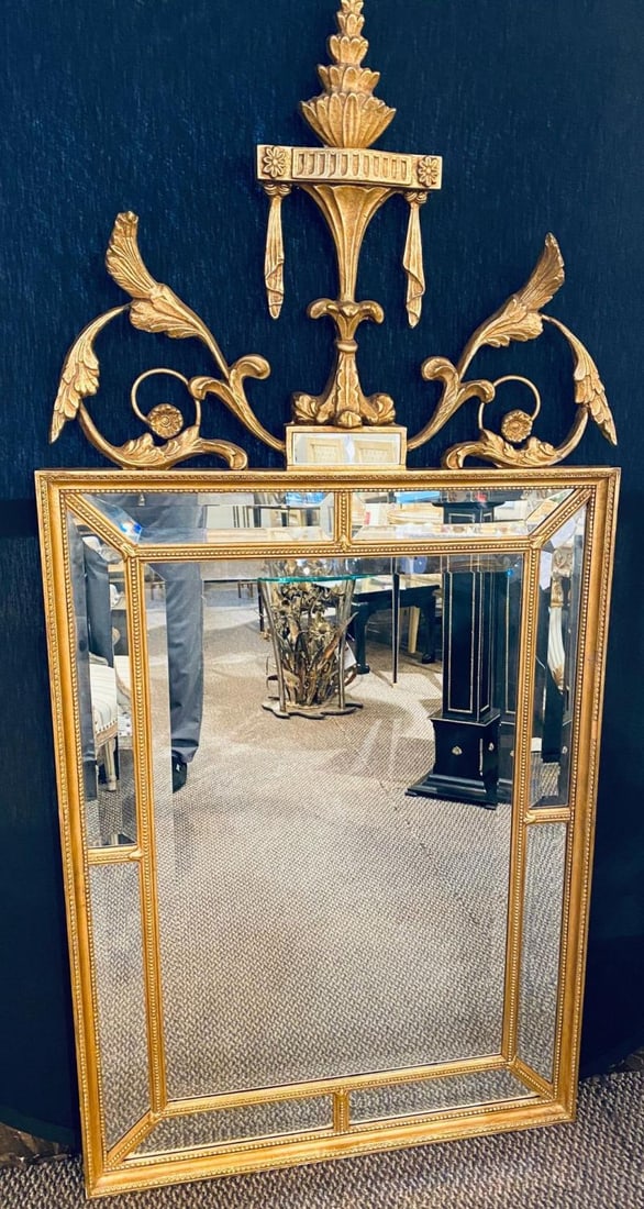 Adams Style Gilt Carved Wall Mirror with All Beveled Inserts - 3