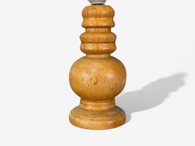Swedish Modern, Turned Birch, Silk, Table Lamp, Sweden, 1960s - 6