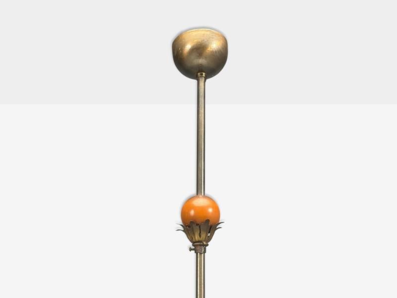 Swedish Modern, Pendant Light, Raw Glass, Wood, Sweden, 1940s - 4