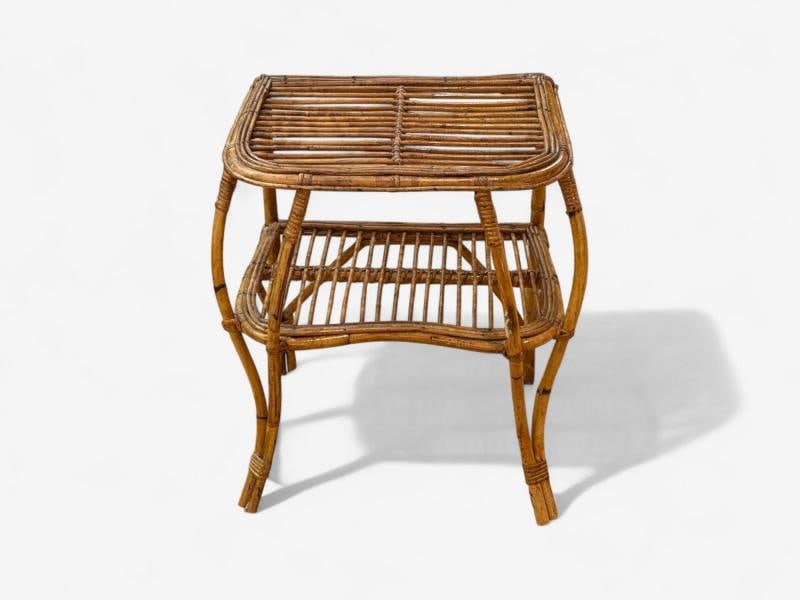 Italian Modern, Rattan, Bamboo, Cane, Side Table, Italy, 1960s - 2