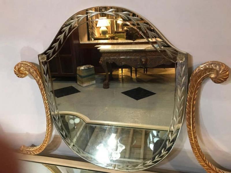Hollywood Regency Grosfeld House Parcel Paint and Gilt Decorated Vanity or Desk - 6