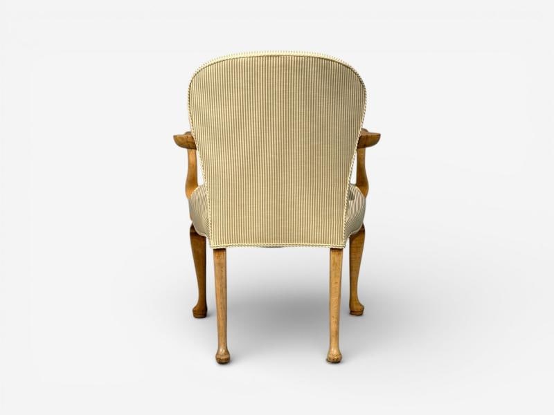 Queen Anne Style, Six Dining Chairs, Light Wood, Fabric, USA, 1940s - 9