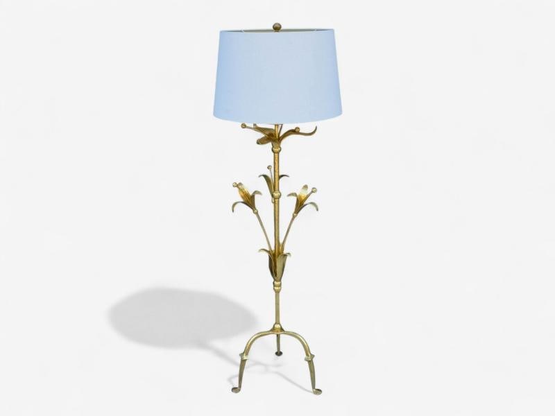 Hollywood Regency, Gilt Metal, Floral Floor Lamp, France, 1960s - 4