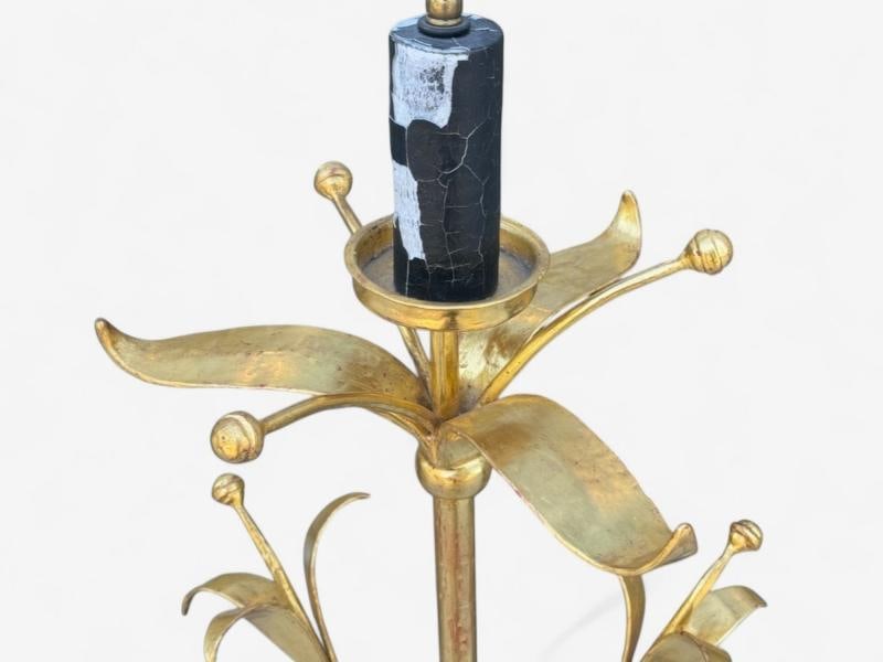Hollywood Regency, Gilt Metal, Floral Floor Lamp, France, 1960s - 8