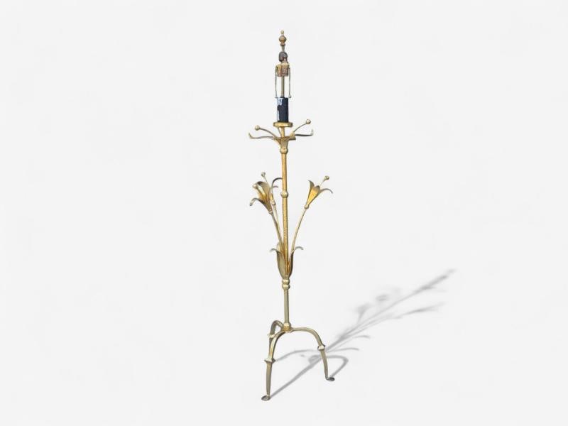 Hollywood Regency, Gilt Metal, Floral Floor Lamp, France, 1960s - 9