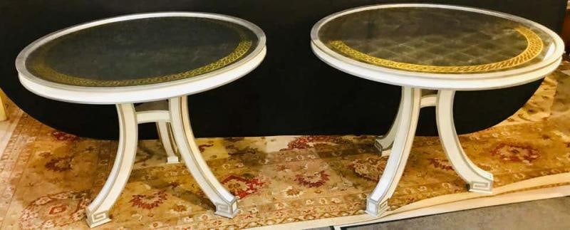 Pair of Compatible Églomisé Top Painted Side, End or Centre Tables - 12