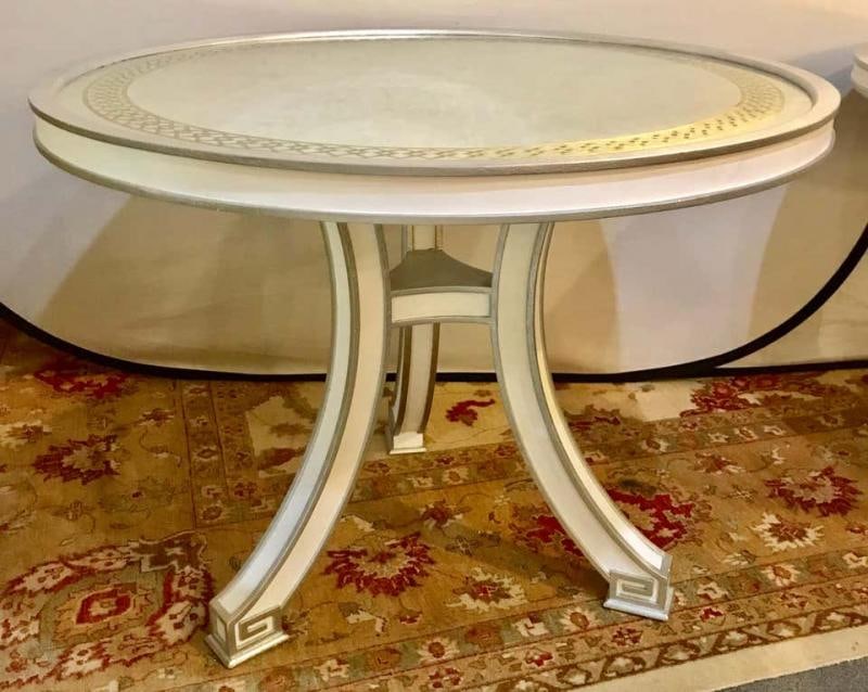 Pair of Compatible Églomisé Top Painted Side, End or Centre Tables - 6