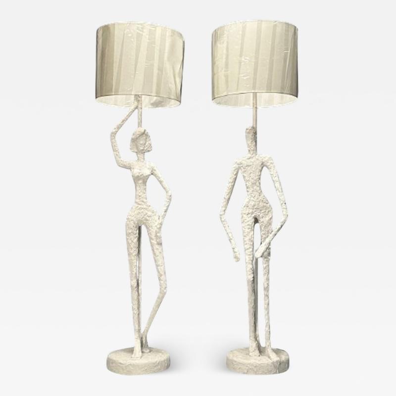 Giacometti Inspired, Contemporary, Floor Lamps, White Plaster, Wood, 2024 (1 of 12)