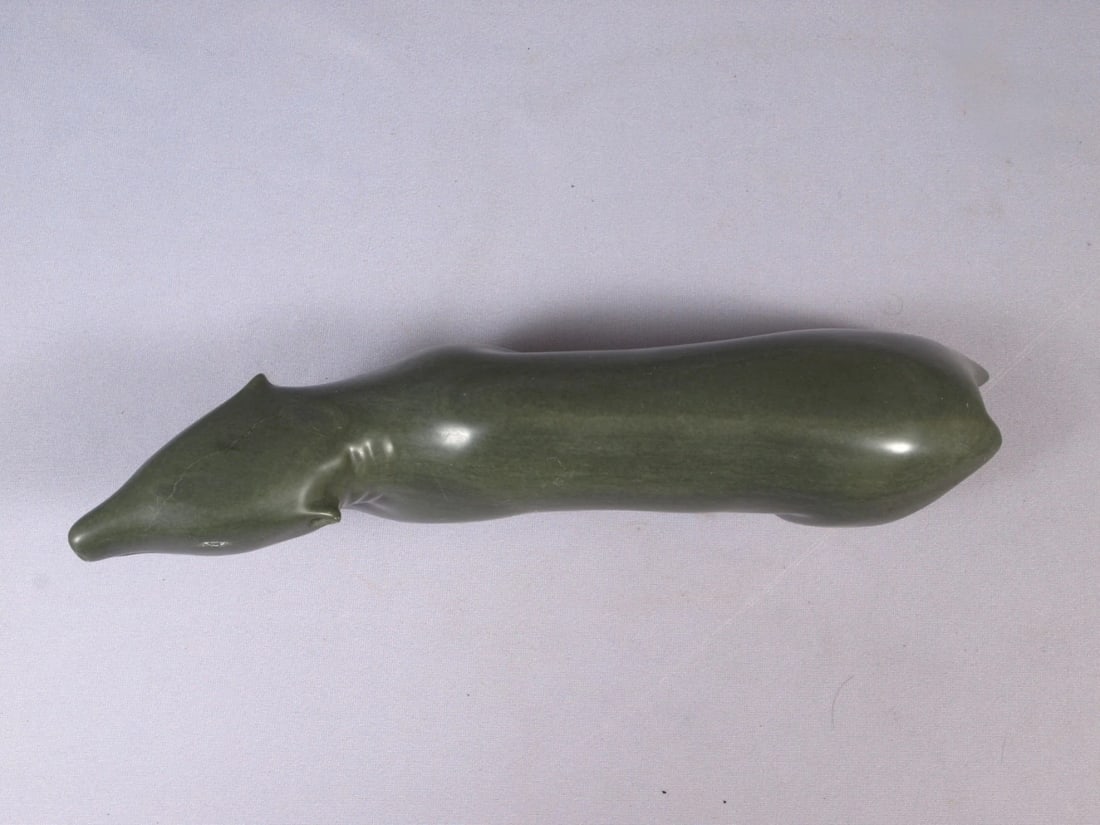 Native Americab Inuit Canada Bear Carving Soapstone Signed Large - 4