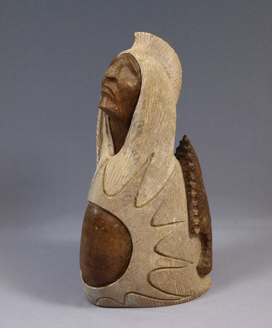 Native American Stone Carving Canada Iroquois Cayuga Nation Sun WAYNE SKY (1 of 6)