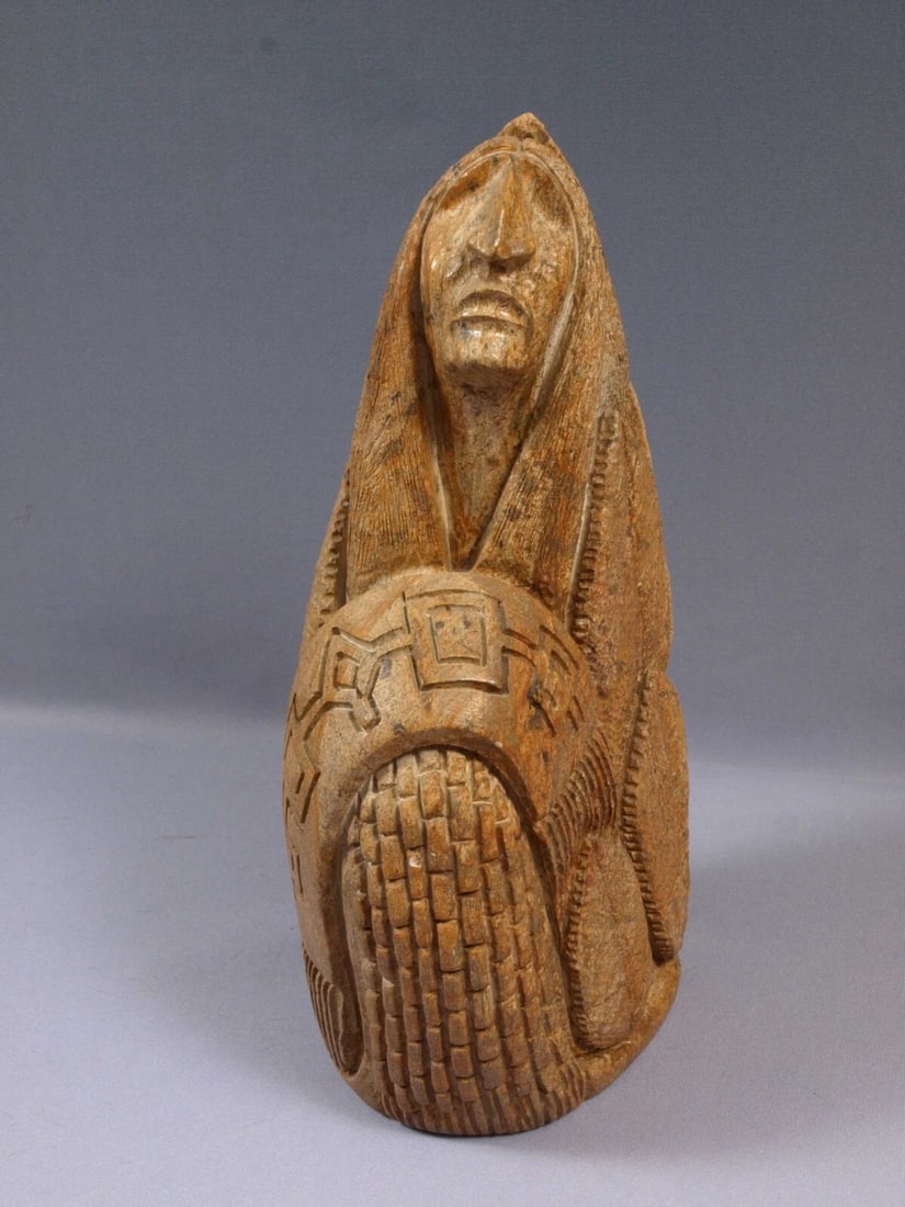 Native American Stone Carving Canada Iroquois Cayuga Warrior WAYNE SKY (1 of 8)