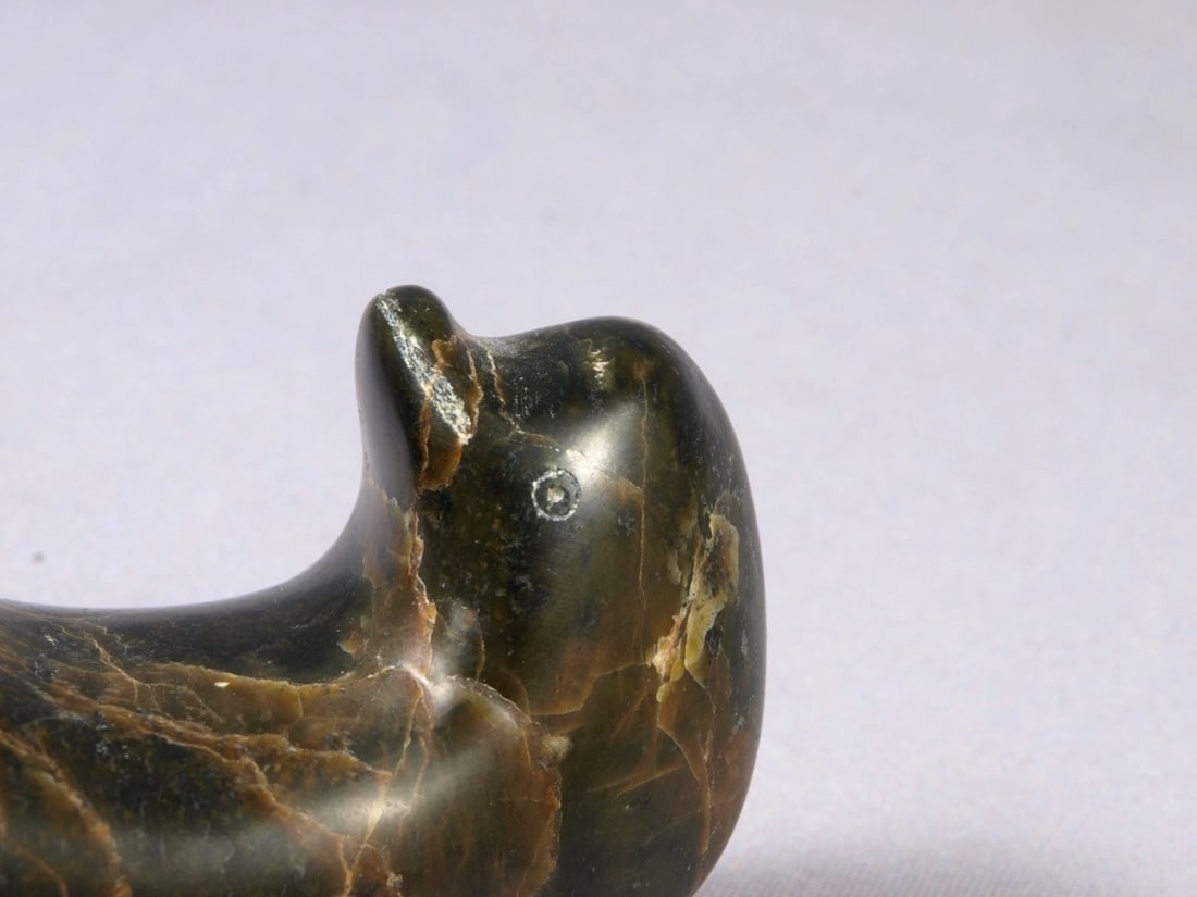 Inuit Canada Carving Native Seal Soapstone SIGNED 10" Large (1 of 8)