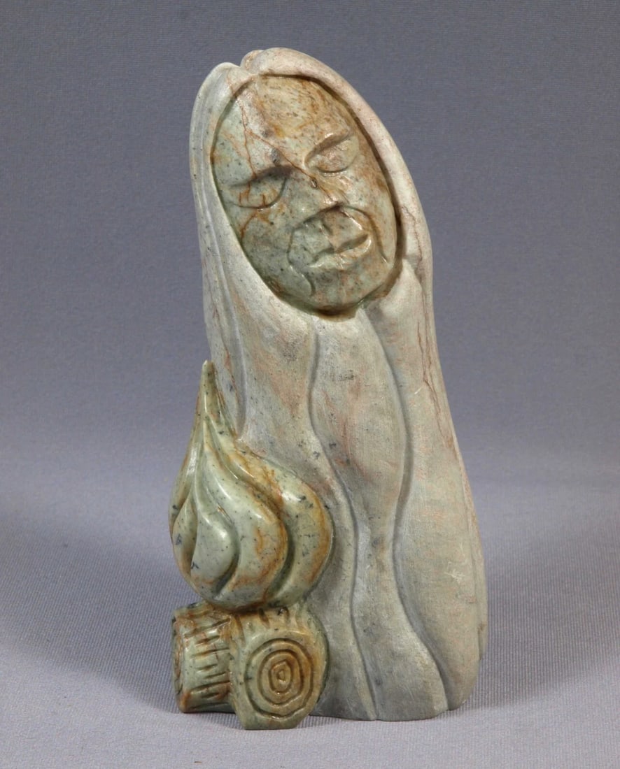 Native Iroquois Soapstone Carving GOD of FIRE SIGNED Neginedasah (1 of 6)