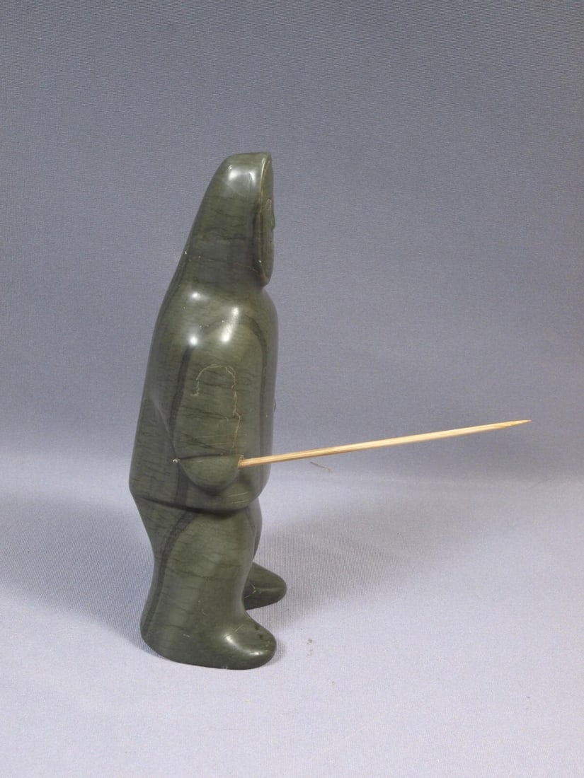 Inuit Eskimo Native American Soapstone Native Man Hunter SIGNED - 3