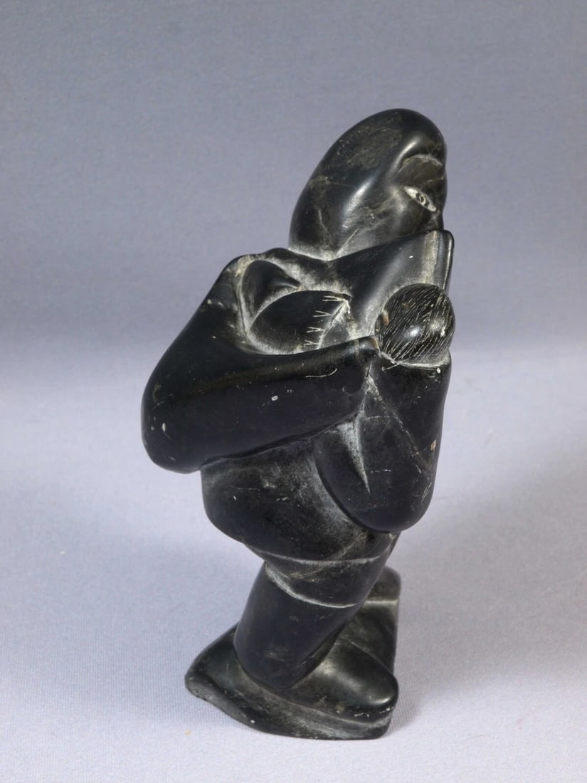 Inuit Eskimo Native American Soapstone Native Man Hunter 1978 SIGNED - 3