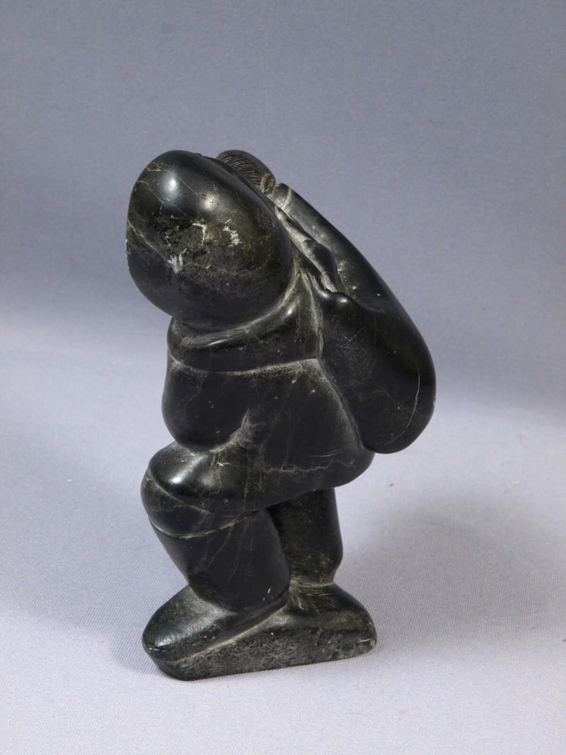 Inuit Eskimo Native American Soapstone Native Man Hunter 1978 SIGNED - 5
