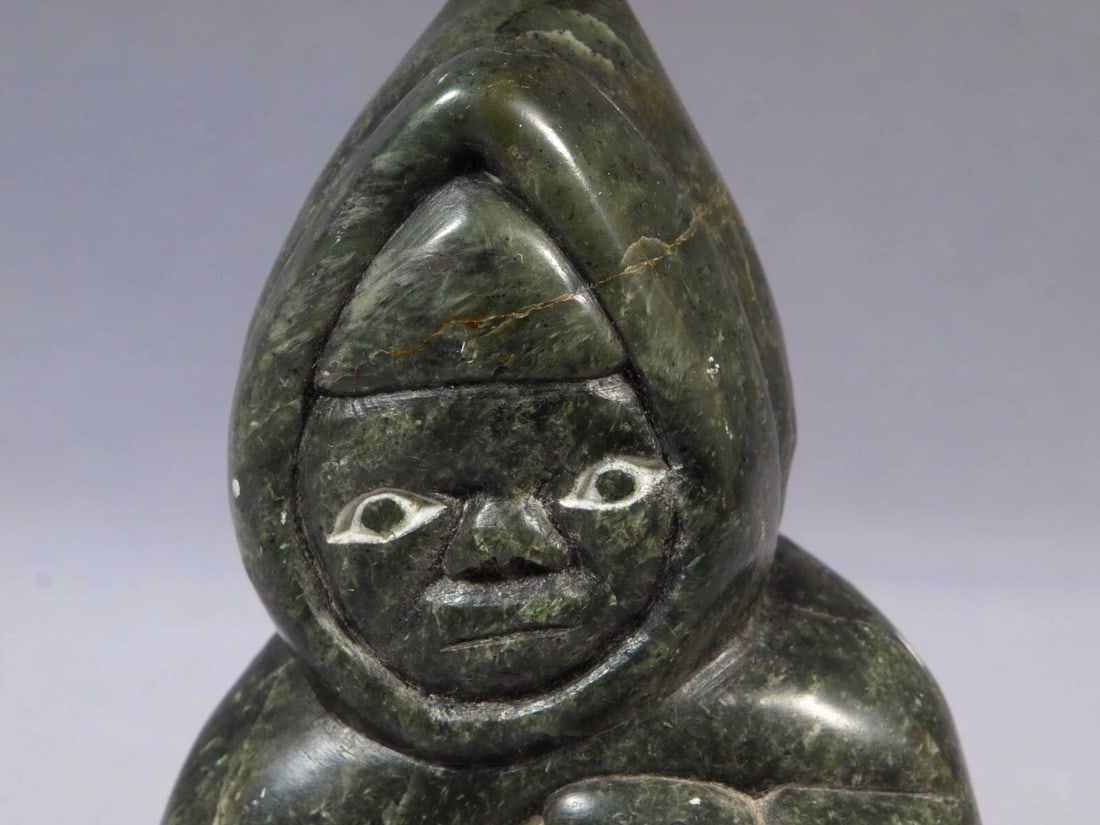 Inuit Eskimo Native American Soapstone Native Man Hunter SIGNED BC - 2