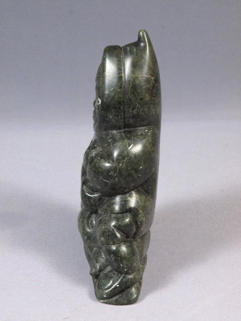 Inuit Eskimo Native American Soapstone Native Man Hunter SIGNED BC - 3