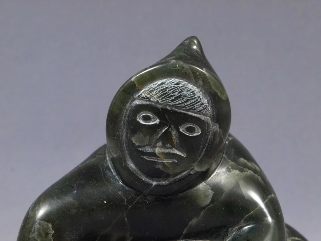 Inuit Eskimo Native American Soapstone Native Man Hunter 1983 SIGNED - 2