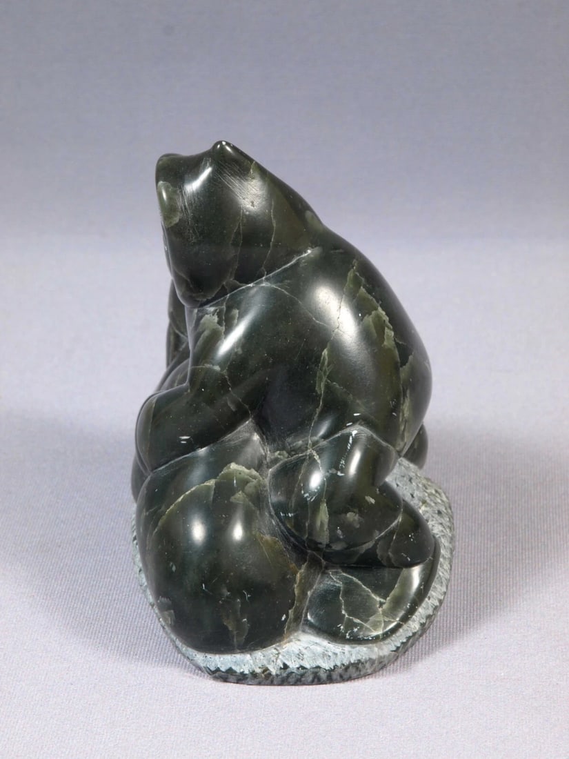 Inuit Eskimo Native American Soapstone Native Man Hunter 1983 SIGNED - 3