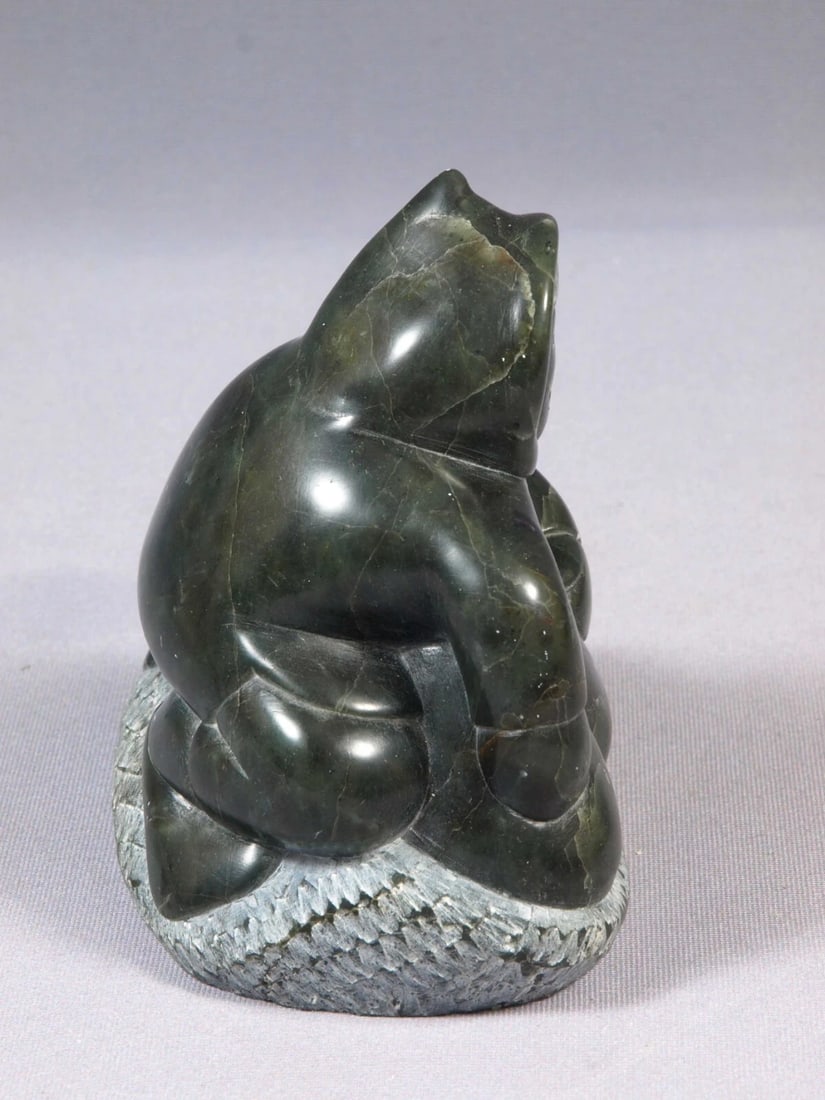 Inuit Eskimo Native American Soapstone Native Man Hunter 1983 SIGNED - 5