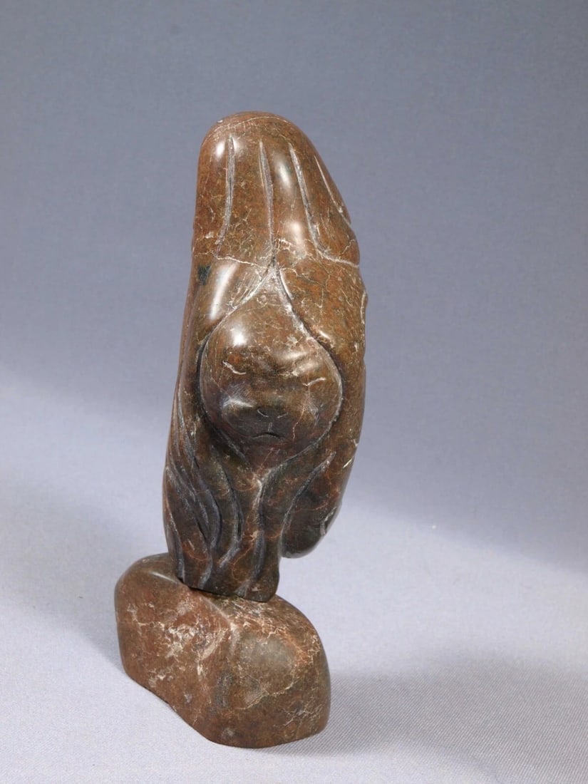 Native American Stone Carving Faces SIGNED Canada Rare Brown - 5