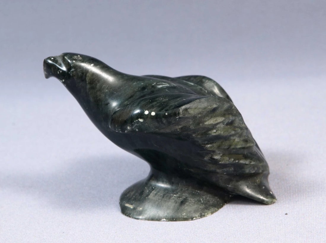 Inuit Eskimo Native American Soapstone Carving Bird Hawk Eagle R. Ingleton - 3