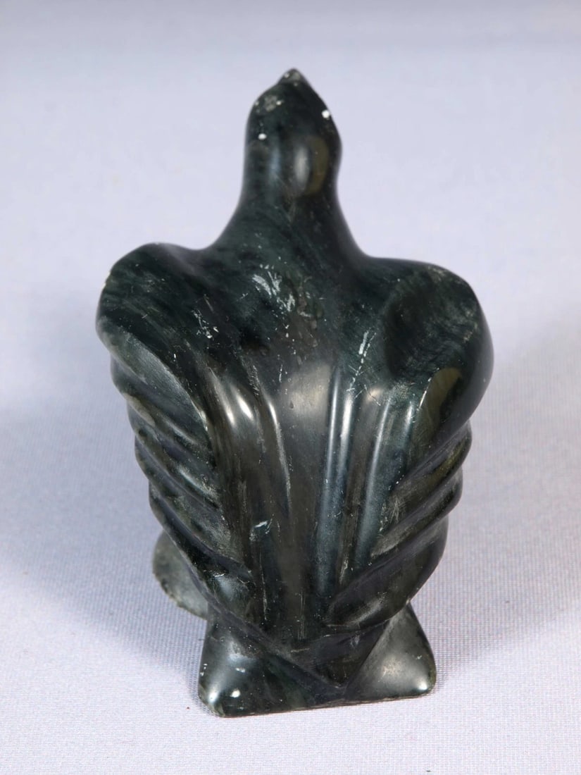 Inuit Eskimo Native American Soapstone Carving Bird Hawk Eagle R. Ingleton - 4