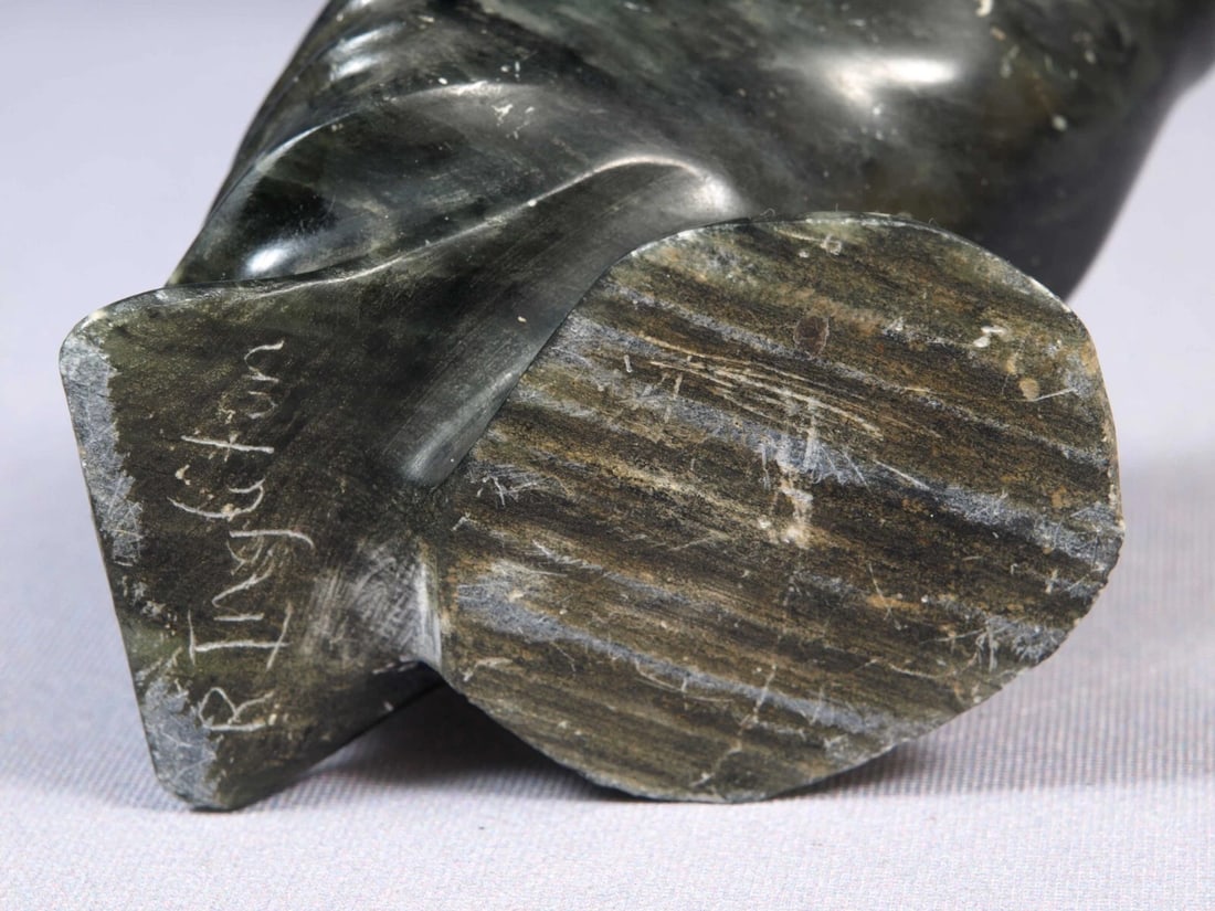 Inuit Eskimo Native American Soapstone Carving Bird Hawk Eagle R. Ingleton - 5