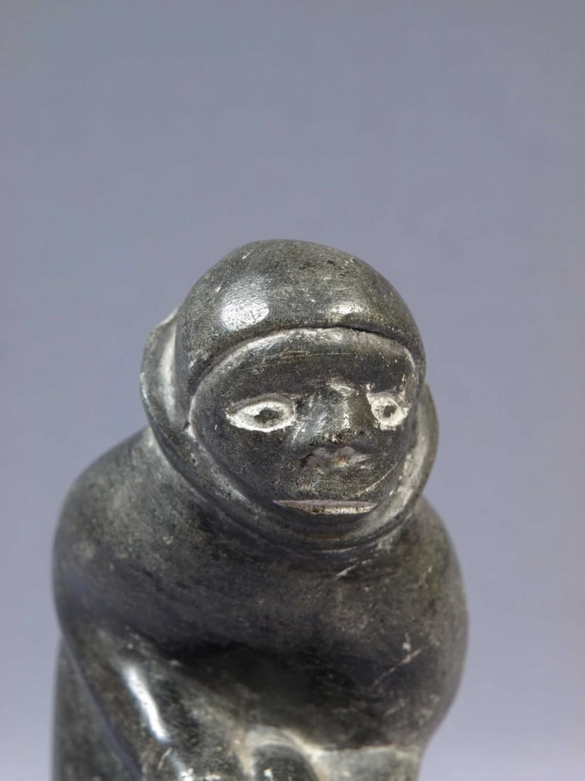 Signed Inuit Native American Soapstone Hunter Seal Canada SIGNED Tod Kak (1 of 6)