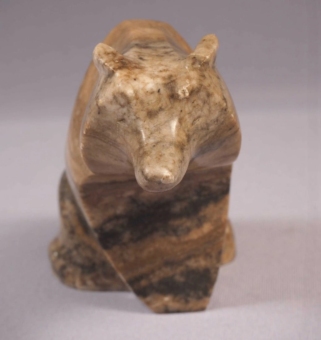 Inuit Eskimo Native Vintage Soapstone Carving BEAR or WOLF Brown (1 of 5)