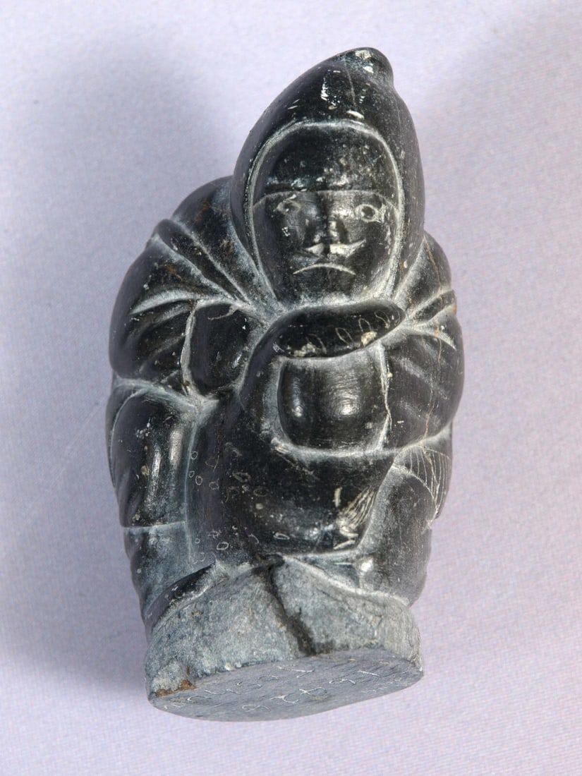 Signed Inuit Native American Soapstone Hunter Seal Canada VINTAGE Joshua (1 of 5)