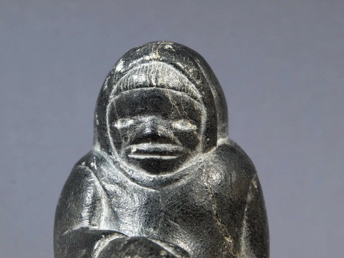 Inuit Eskimo Native American Soapstone Native Man Hunter SIGNED LEVI (1 of 6)