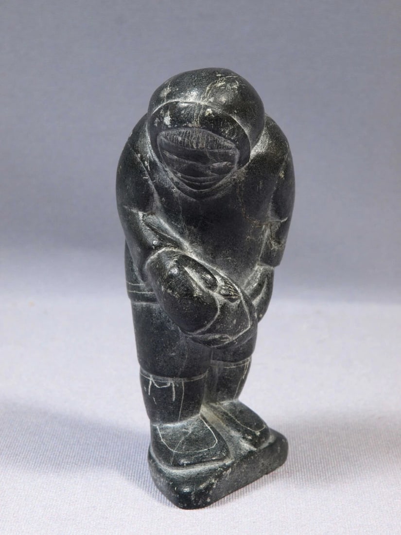 Inuit Eskimo Native American Soapstone Native Man Hunter SIGNED LEVI - 2