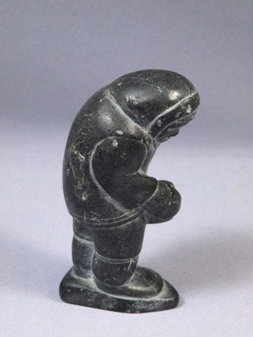 Inuit Eskimo Native American Soapstone Native Man Hunter SIGNED LEVI - 3