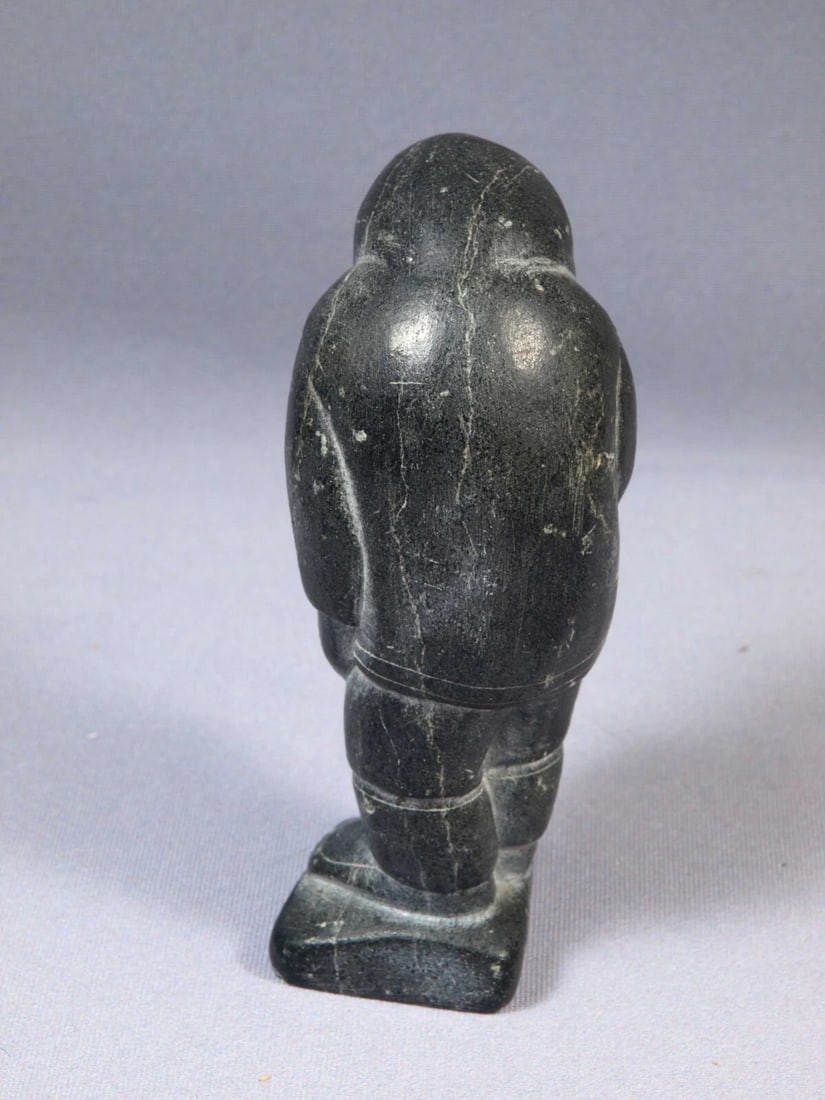 Inuit Eskimo Native American Soapstone Native Man Hunter SIGNED LEVI - 4