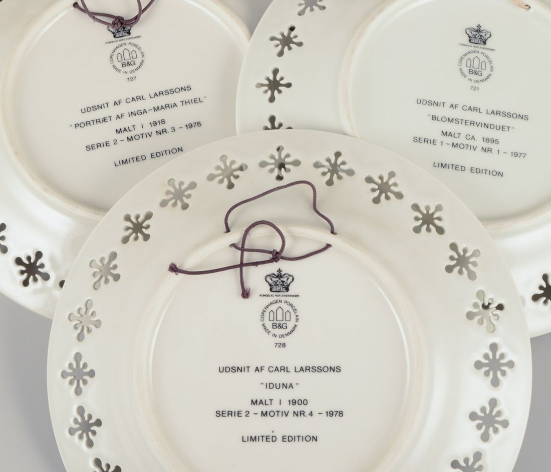 Bing & Grøndahl, Denmark. Set of six porcelain plates with motifs from Carl Larsson's - 10