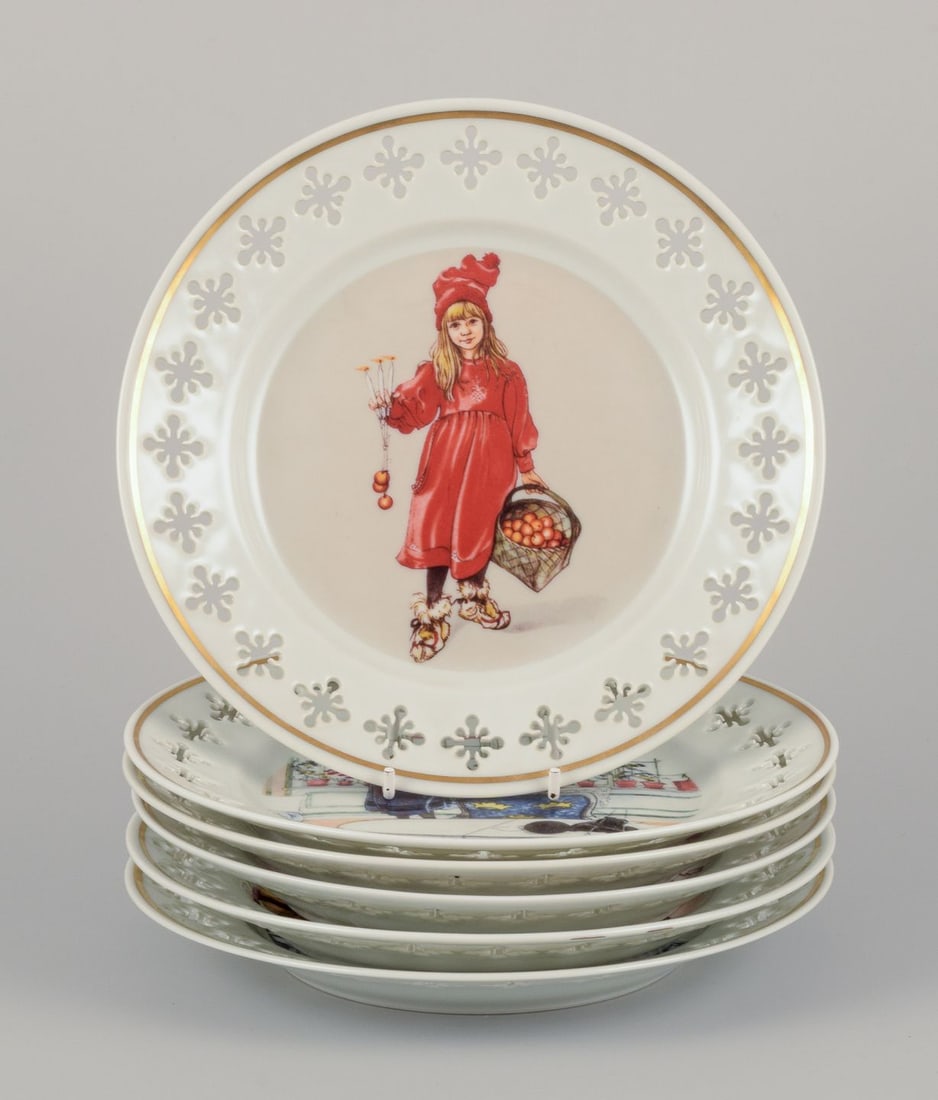 Bing & Grøndahl, Denmark. Set of six porcelain plates with motifs from Carl Larsson's (1 of 10)