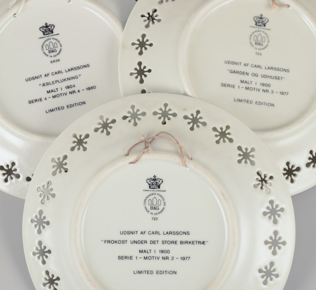 Bing & Grøndahl, Denmark. Set of six porcelain plates with motifs from Carl Larsson's - 9
